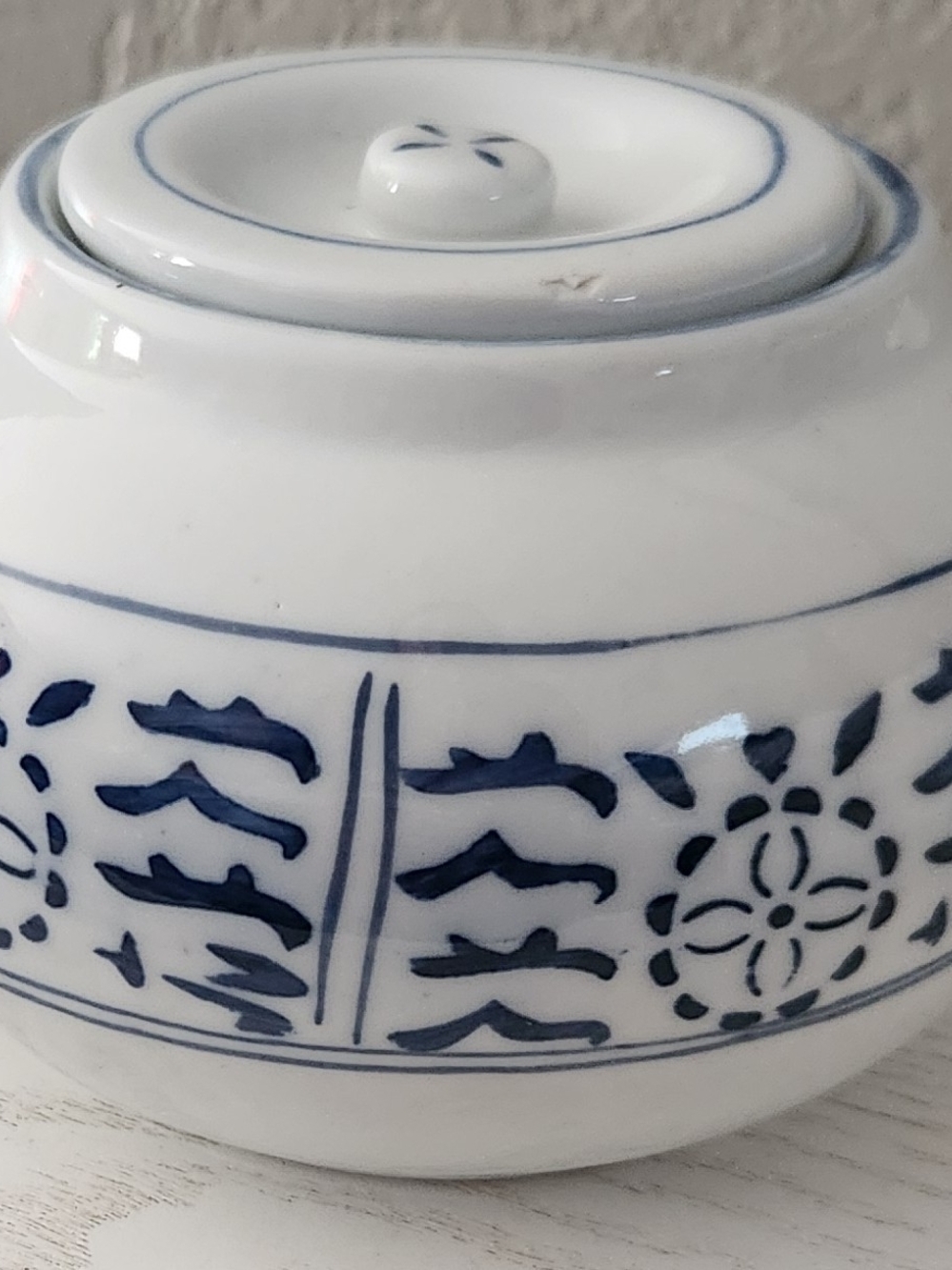 Vintage Chinese Blue and White Porcelain Teapot Hand-painted Design